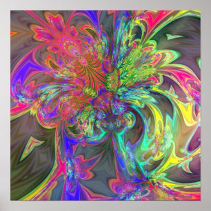 Bright Burst of Color – Salmon & Indigo Deva Poster