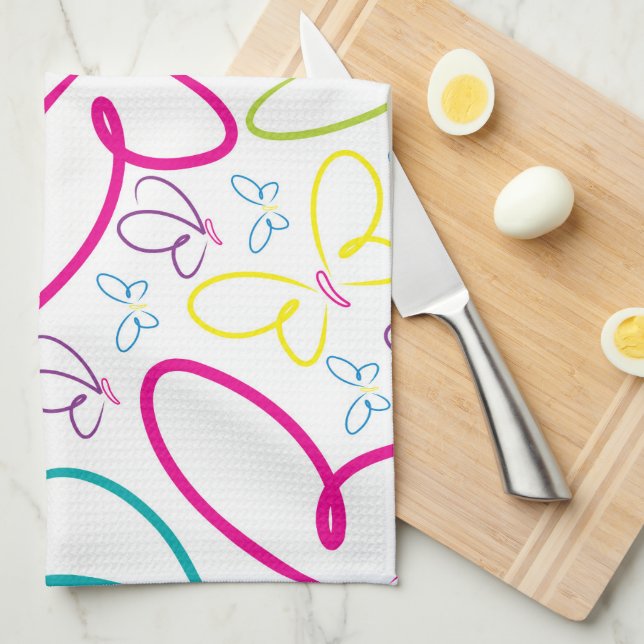 Bright butterflies tea towel (Quarter Fold)