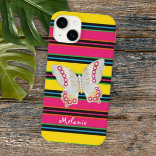 Bright Butterfly Multicolor Retro Classic Stripes  Case-Mate iPhone 14 Case