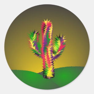 Bright Cactus Classic Round Sticker