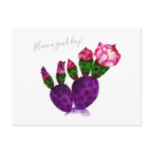 Bright Cactus with Flower Pen Drawing Botanical