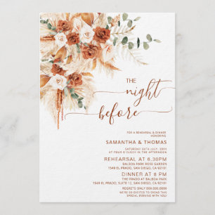 Bright Calligraphy Rehearsal Dinner Night Before Invitation