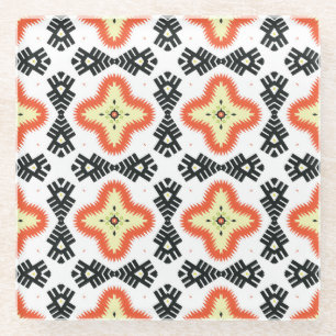 Bright Carpet: Ethnic Aztec Ornament Glass Coaster