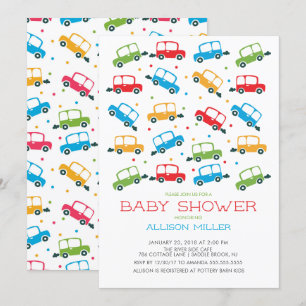 Bright Cars Oh Boy Baby Shower Invitation