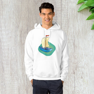 Bright Cartoon Boat with Sail Fun Nautical Hoodie