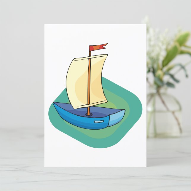 Bright Cartoon Boat with Sail Fun Nautical Invitation (Creator Uploaded)
