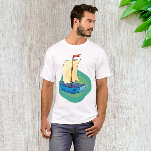 Bright Cartoon Boat with Sail Fun Nautical T-Shirt