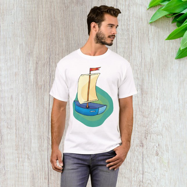 Bright Cartoon Boat with Sail Fun Nautical T-Shirt (Creator Uploaded)