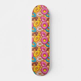 Bright cartoon doughnuts skateboard