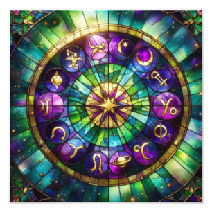 'Bright celestial stained glass style poster