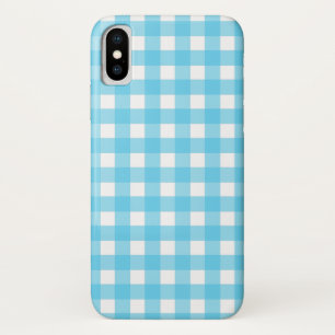 Bright cerulean blue gingham iPhone x case