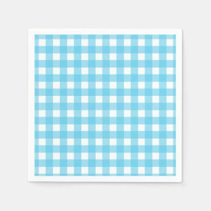 Bright cerulean blue gingham napkin