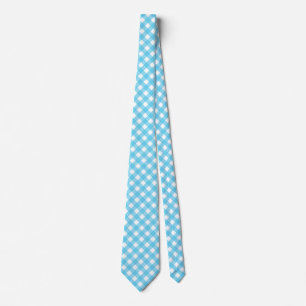 Bright cerulean blue gingham tie