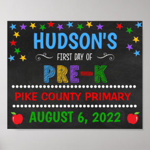 Bright Chalkboard First Day of Pre-K Sign