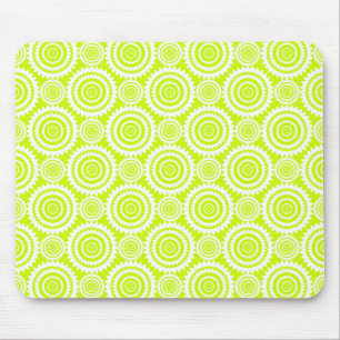 Bright Chartreuse Day Glow Geometric Pattern Mouse Mat