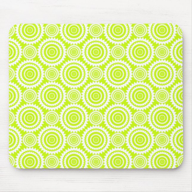 Bright Chartreuse Day Glow Geometric Pattern Mouse Mat (Front)
