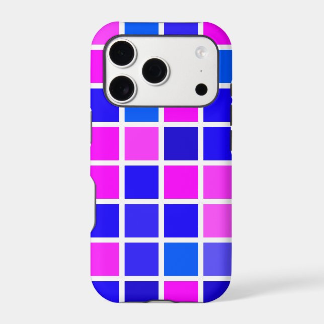 Bright Checkered Pattern in Pink and Blue (Back)