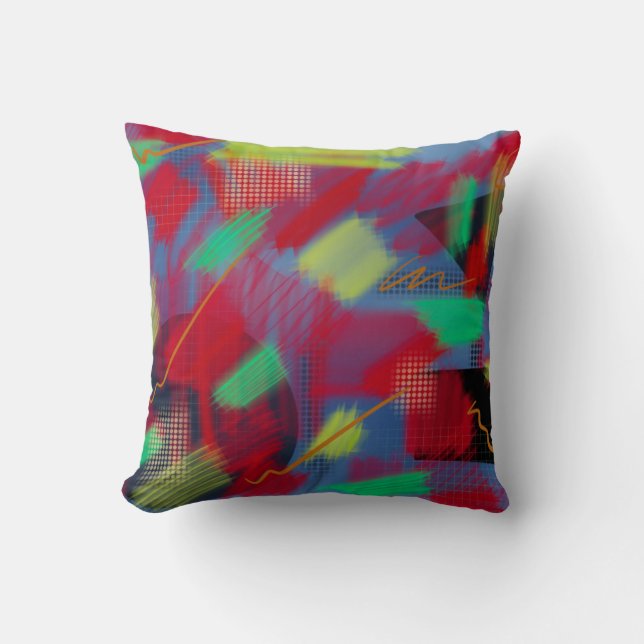 Bright & Cheerful Abstract Digital Art Cushion (Front)