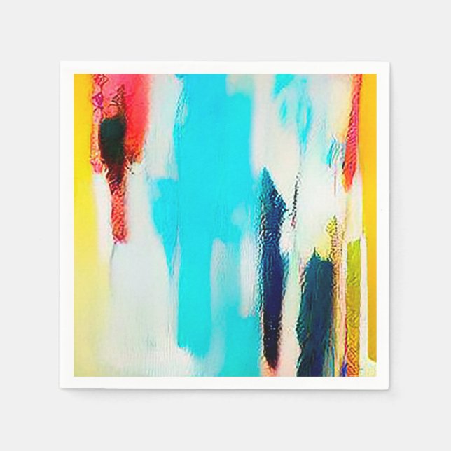 Bright Cheerful Colourful Modern Art Abstract  Napkin (Front)