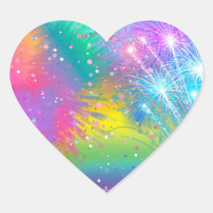 Bright Cheerful Colours Heart Sticker