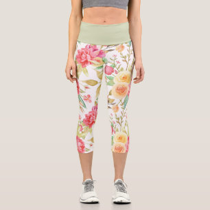 Bright & Cheerful Flower Pattern Capri Leggings