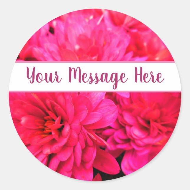 Bright Cheerful Flowers Pink Magenta Purple Custom Classic Round Sticker (Front)