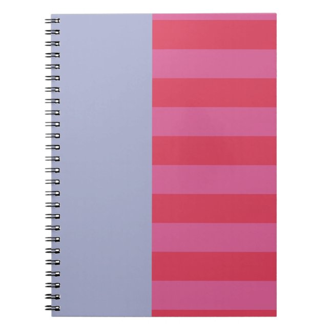 Bright Cheerful pink and ice blue striped design Notebook (Front)