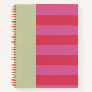 Bright Cheerful pink and sage green striped design Notebook