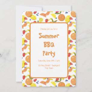 Bright Cheerful Risograph Fruit Party Invitation