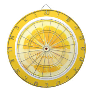 BRIGHT CHEERFUL SUNSHINE YELLOW LEMON CITRUS FRUIT DARTBOARD