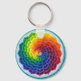 Bright, Cheery Rainbow Flower Key Ring