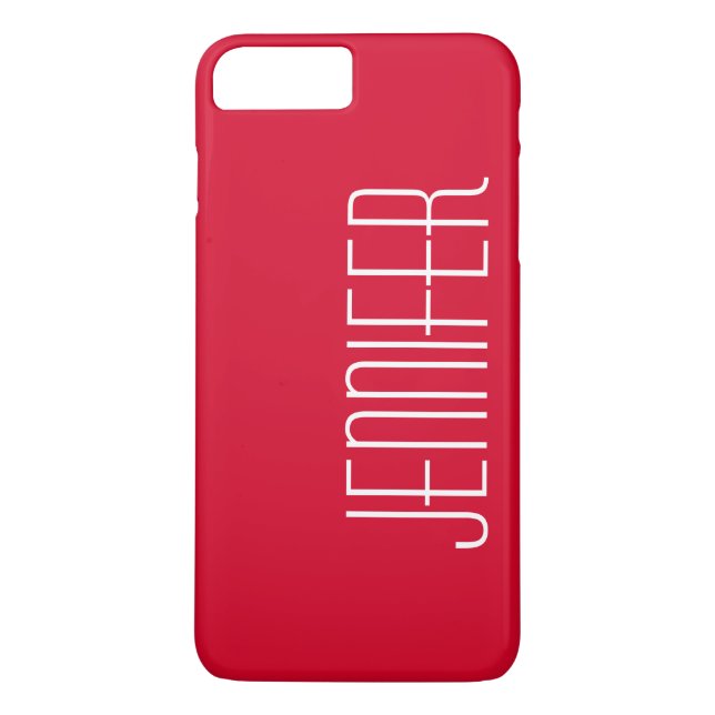 Bright Cherry Red, Minimalist, Jumbo Custom Name Case-Mate iPhone Case (Back)