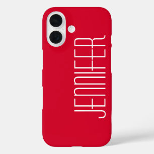Bright Cherry Red, Personalised Jumbo Custom Name iPhone 16 Case