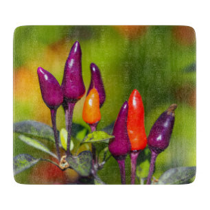 Bright Chilli Pepper Glass Chopping Board