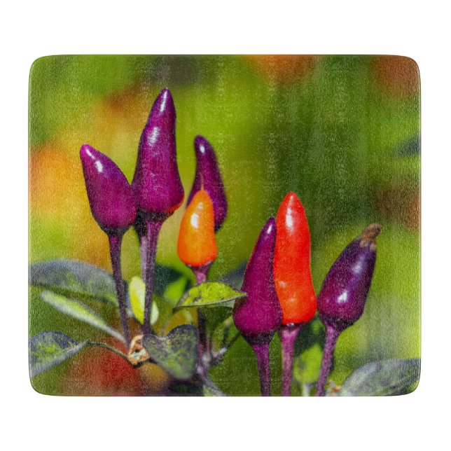 Bright Chilli Pepper Glass Chopping Board (Front)
