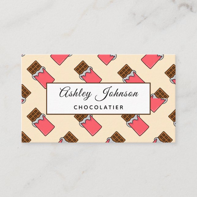 Bright Chocolate Bar Pattern Sweet Treat Colourful Business Card (Front)