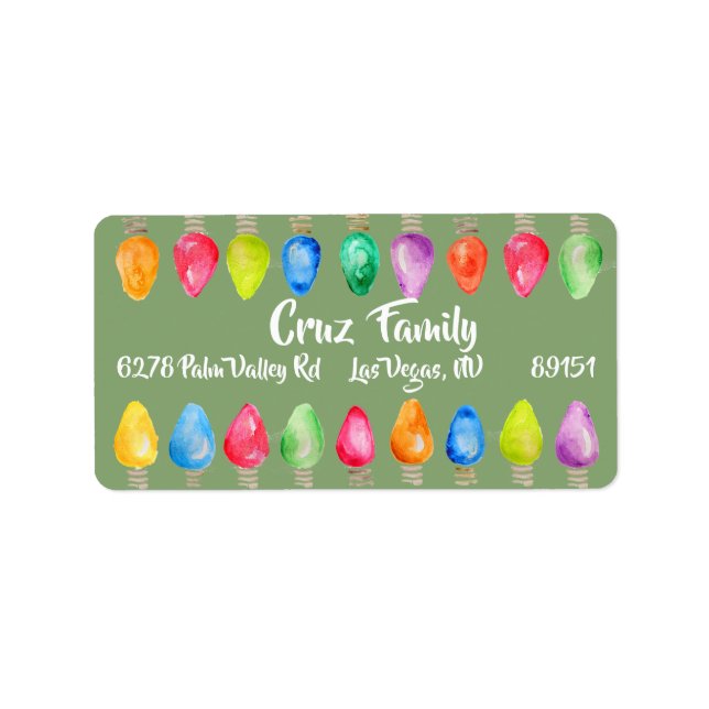 Bright Christmas Bulbs Return Address Label (Front)