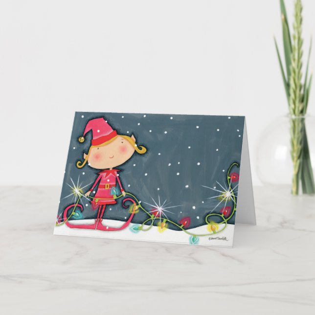 Bright Christmas Elf Holiday Card (Front)