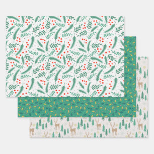 Bright Christmas Green Bundle: Colour Forest Green Wrapping Paper Sheet