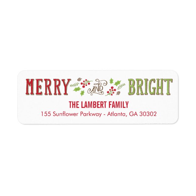 Bright Christmas Holiday Address Labels (Front)