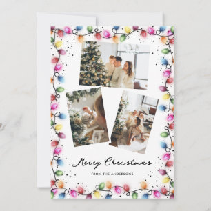 Bright Christmas Lights 3 Photo Merry Christmas Holiday Card