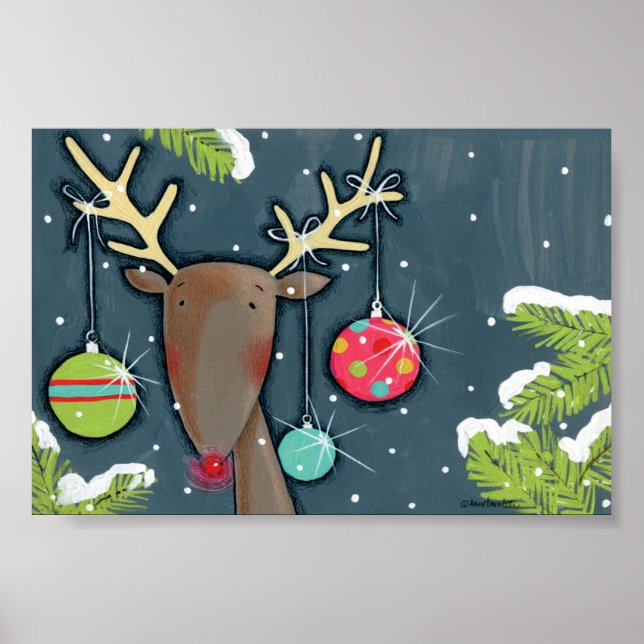 Bright Christmas Reindeer Poster (Front)