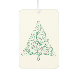 Bright Christmas Tree Scroll in Red and Green Car Air Freshener