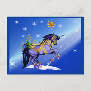 Bright Christmas Unicorn Postcard