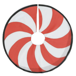 Bright, Christmas/winter peppermint Brushed Polyester Tree Skirt
