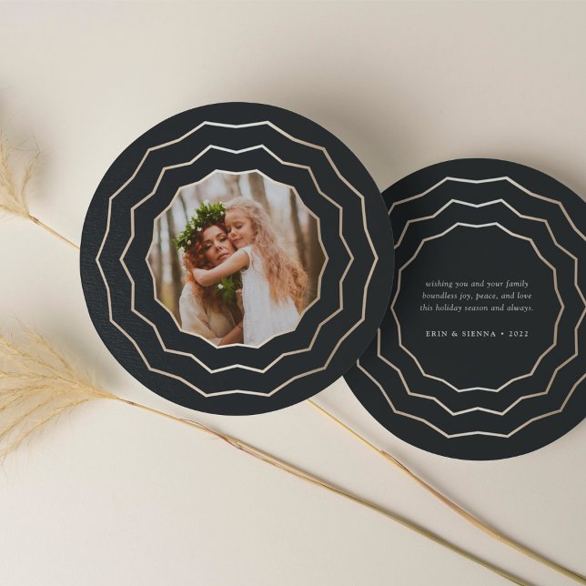 Bright Circle Round Holiday Photo Card | Charcoal (Creator Uploaded)