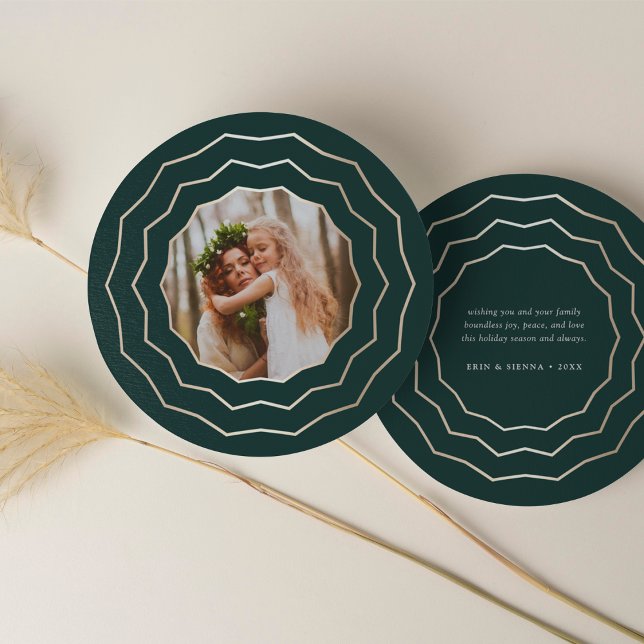 Bright Circle Round Holiday Photo Card | Hunter (Creator Uploaded)