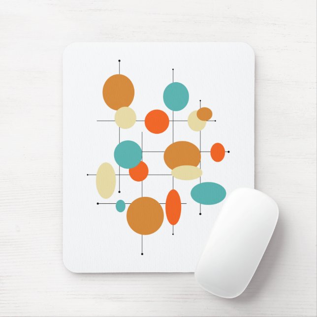 Bright Circles Retro Mid Century Modern Mouse Mat (With Mouse)