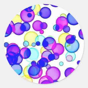 Bright Circles Watercolor Dots Classic Round Sticker