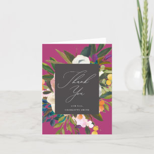 Bright Citrus Flowers   Merlot Thank You Card